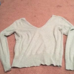 Mint green double v neck sweater